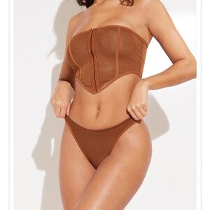 PRETTYLITTLETHING Corset & Thong Set 🤎